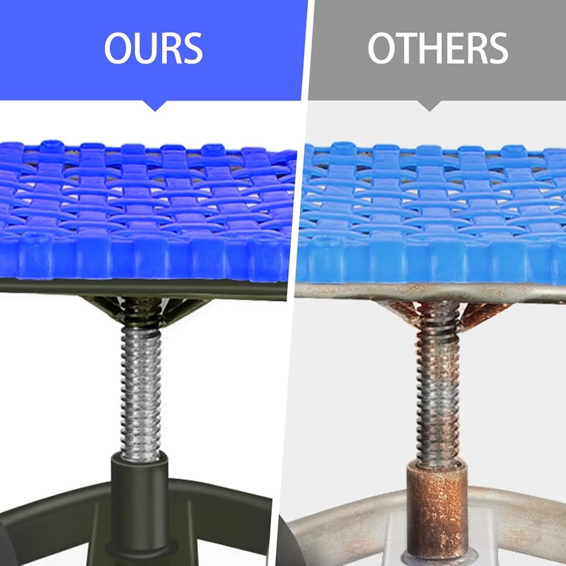 iCover Garden Cart Rolling Stool Four Wheels with Tool Bag and Two Patio Gloves, Stable Workseat Sturdy Carts Adjustable Seat Height and Direction, Gardening Helper - Image 3